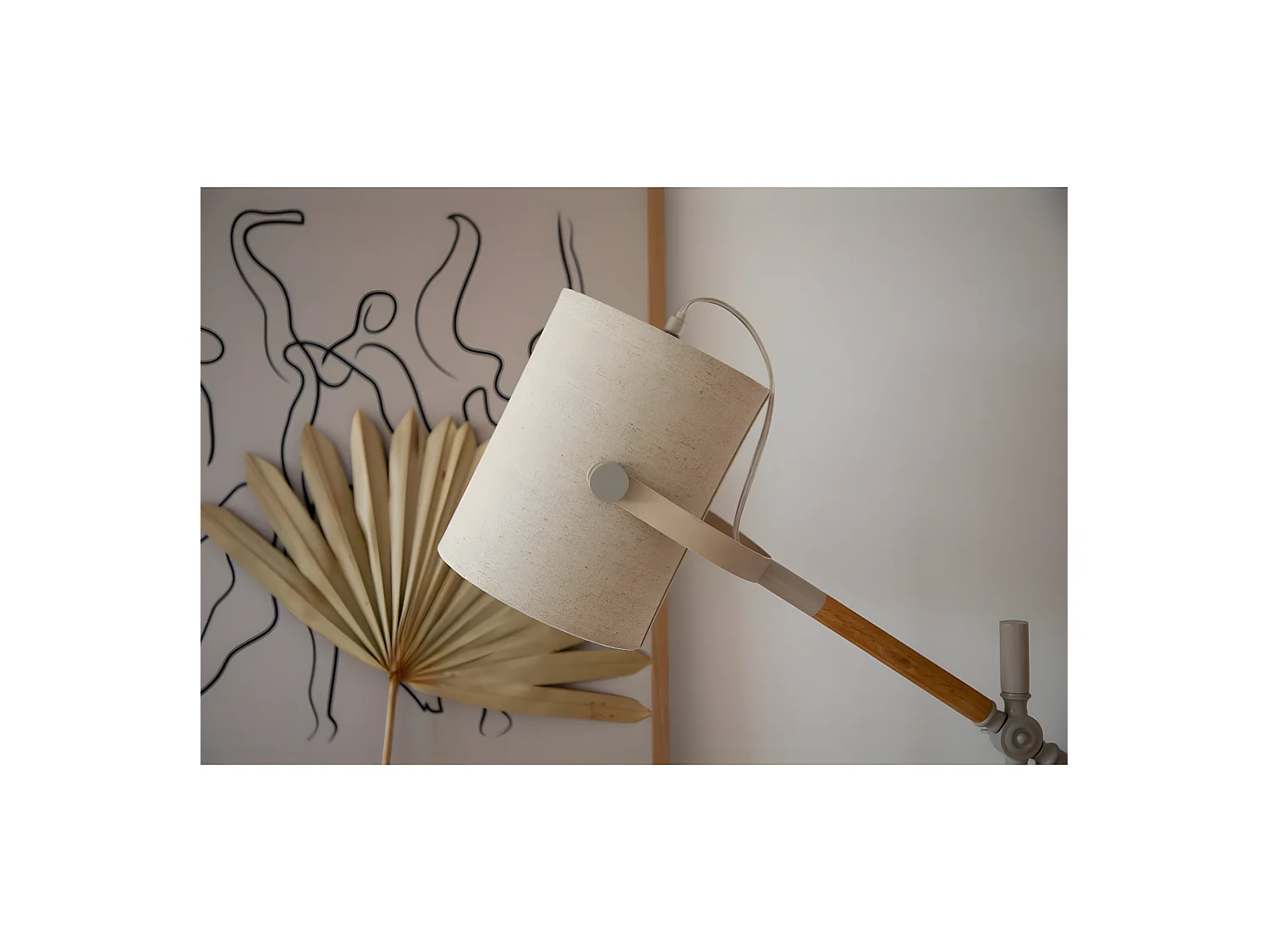Lampe de Bureau Design "Dennis" 66cm Beige & Blanc