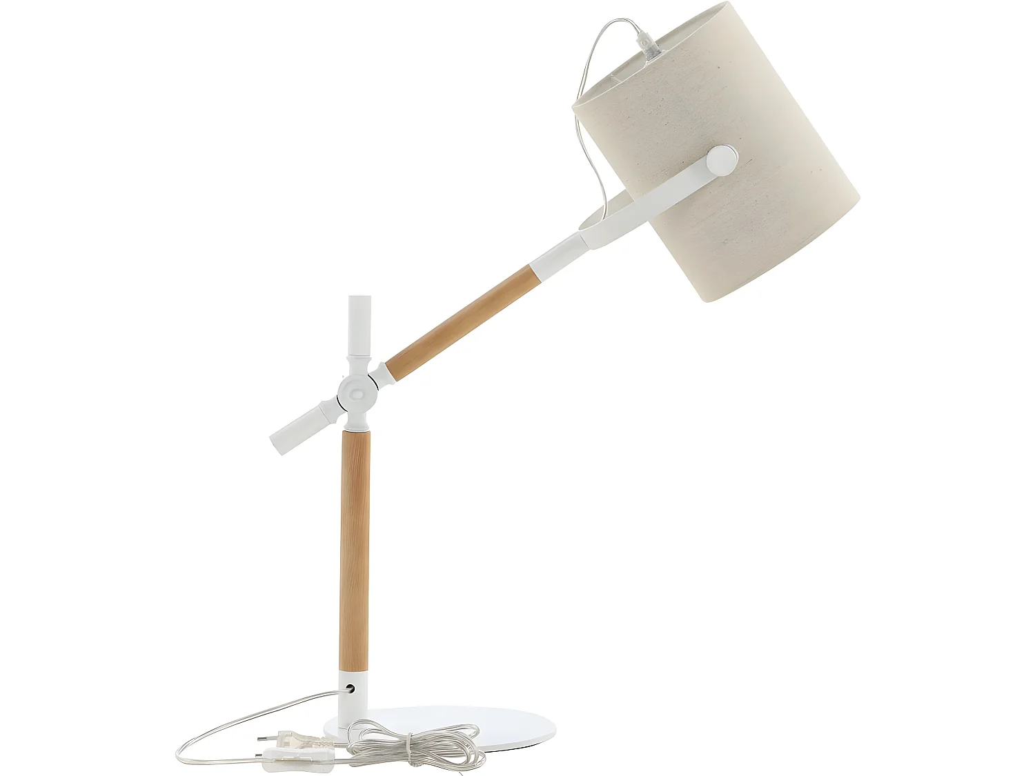 Dennis verlichting tafellamp 50,5x23x66cm stof, staal beige, wit, hout.