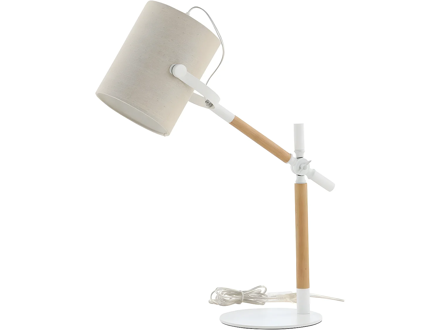 Dennis verlichting tafellamp 50,5x23x66cm stof, staal beige, wit, hout.