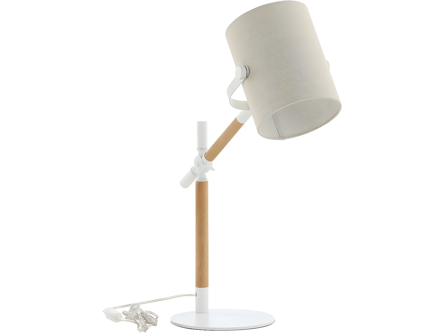 Dennis verlichting tafellamp 50,5x23x66cm stof, staal beige, wit, hout.