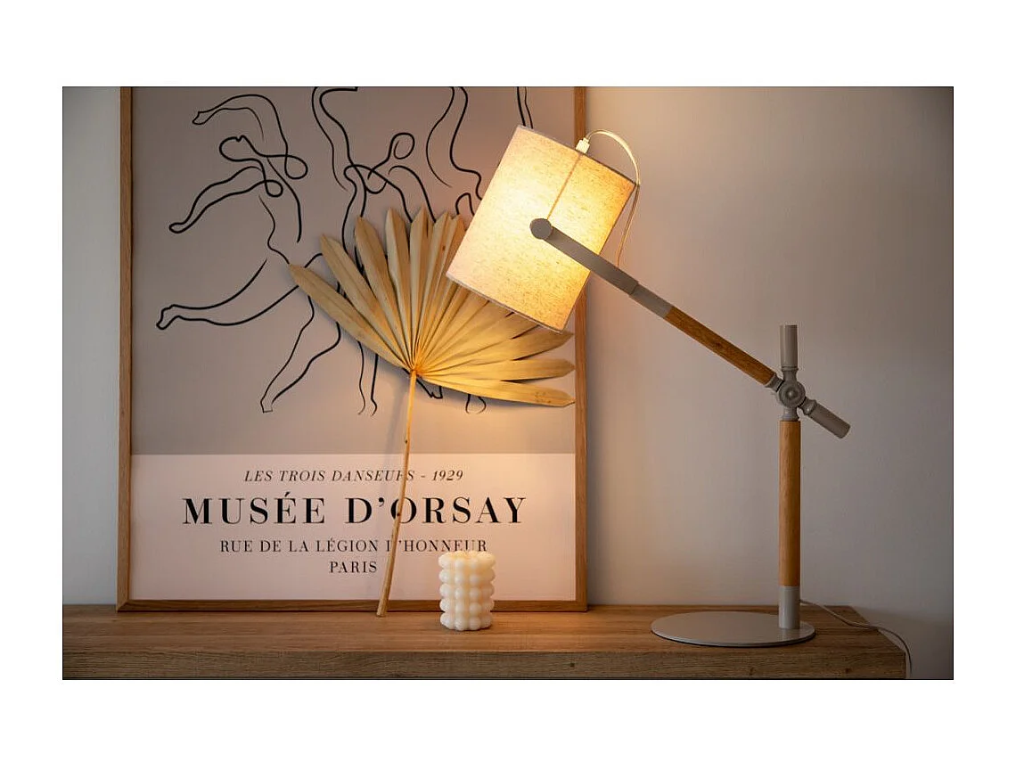 Tischlampe aus Holz und Stahl Dennis
