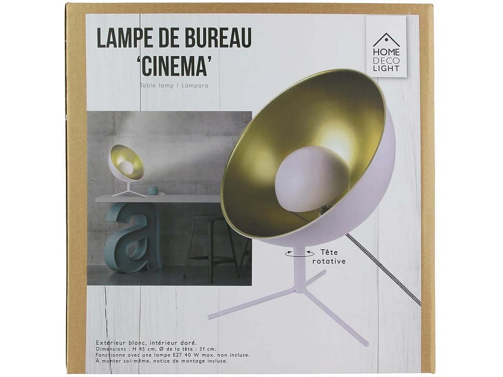 Lampe à Poser Design "Cinéma" 45cm Blanc