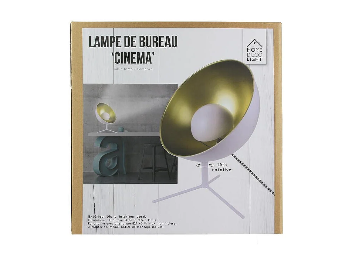 Lampe à Poser Design "Cinéma" 45cm Blanc
