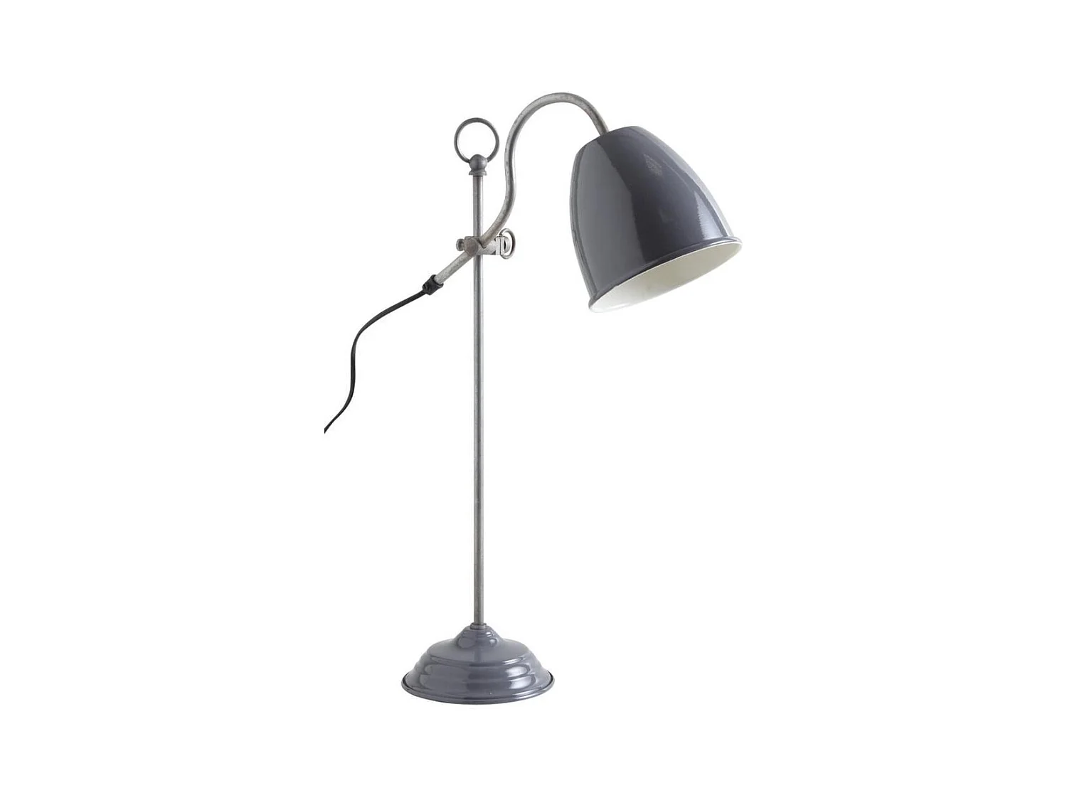 Lampe de bureau en métal laqué Gris foncé