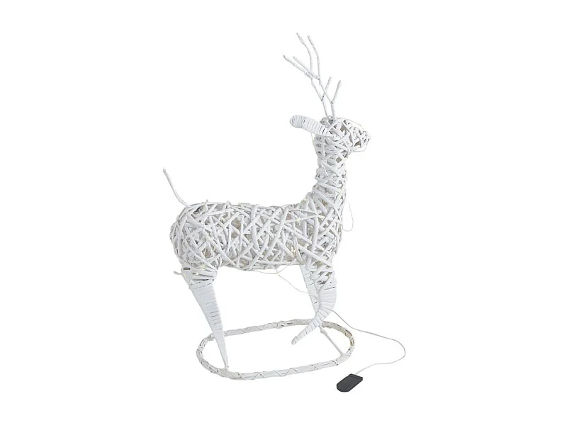 Cerf lumineux en osier blanc – Décoration de Noël féerique et élégante