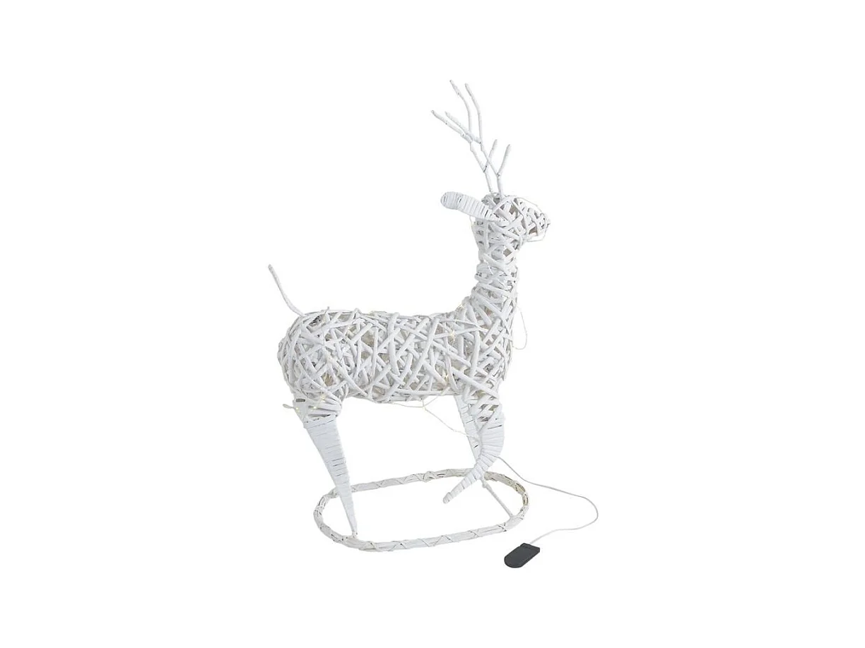 Cerf lumineux en osier blanc – Décoration de Noël féerique et élégante