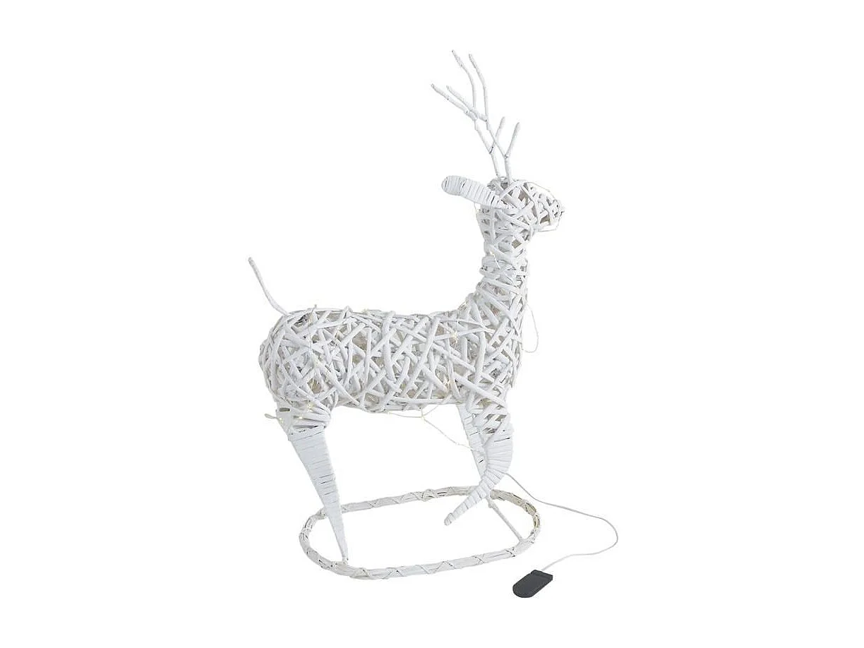 Cerf lumineux en osier blanc – Décoration de Noël féerique et élégante
