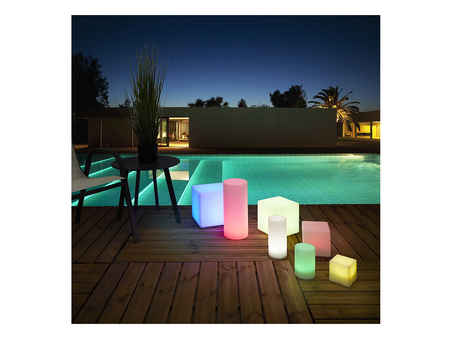 Lampe Cube Exterieur Avec Telecommande Multicolore