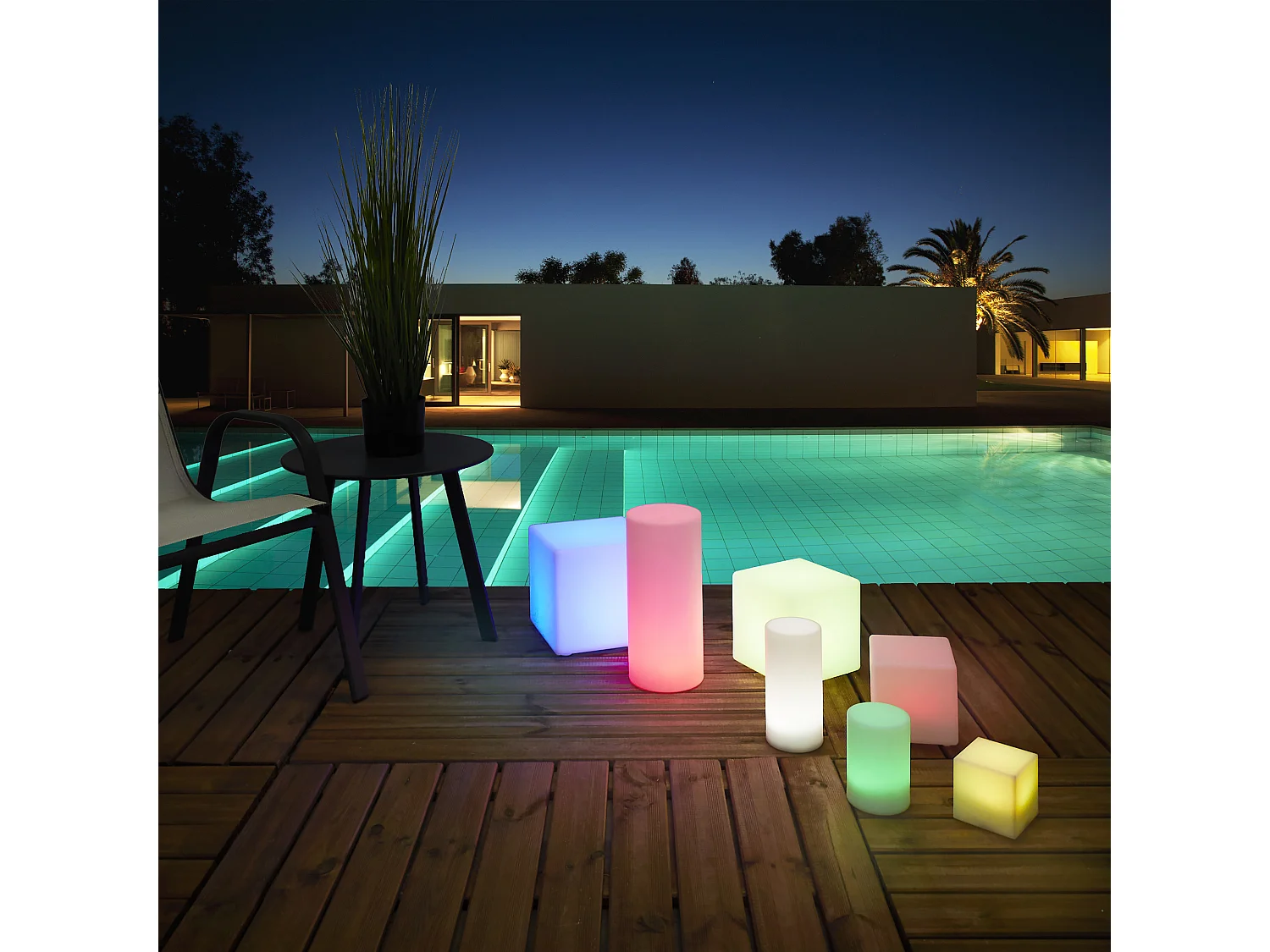 Lampe Cube Exterieur Avec Telecommande Multicolore