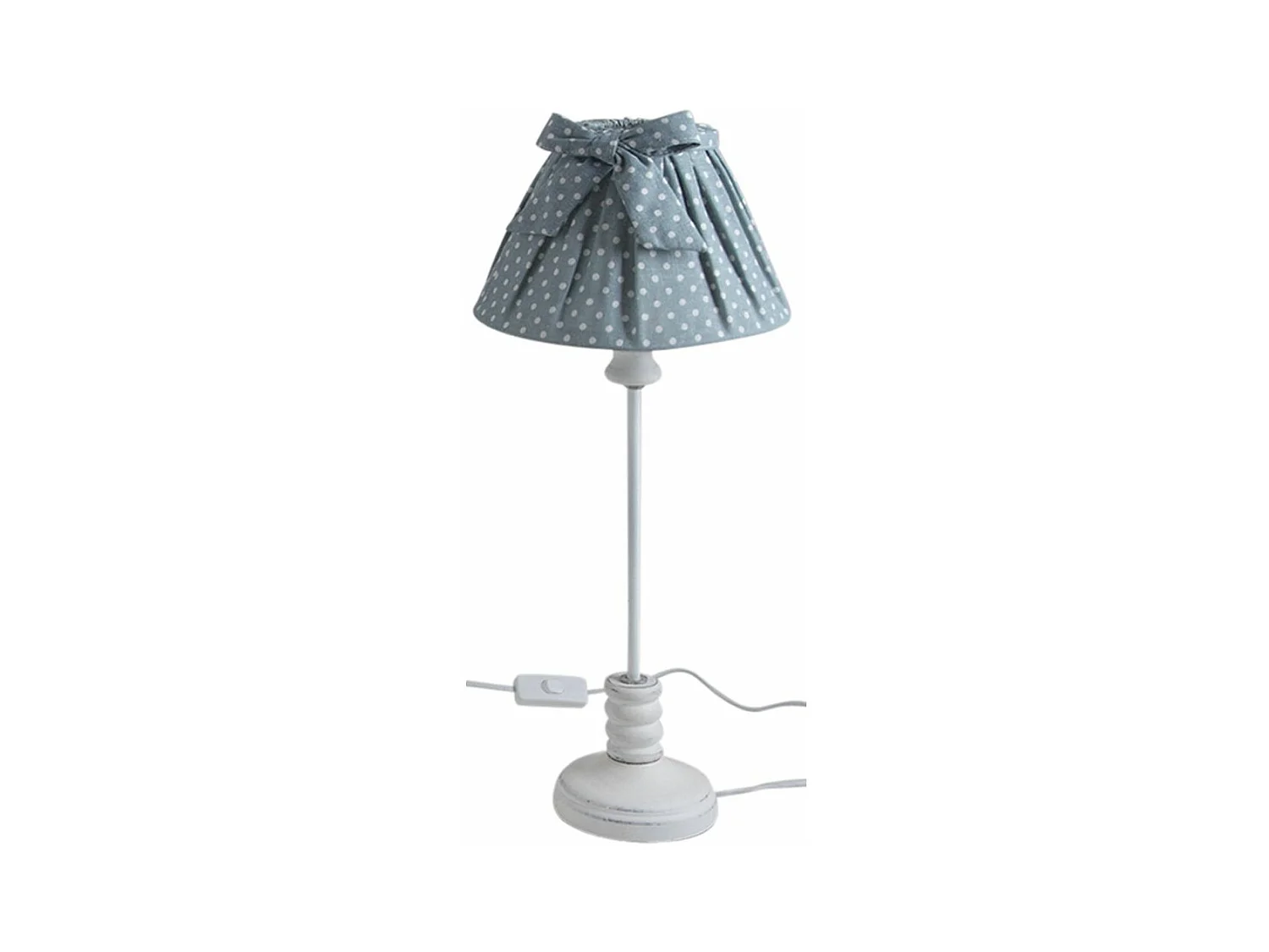 Lampe en bois et coton à pois