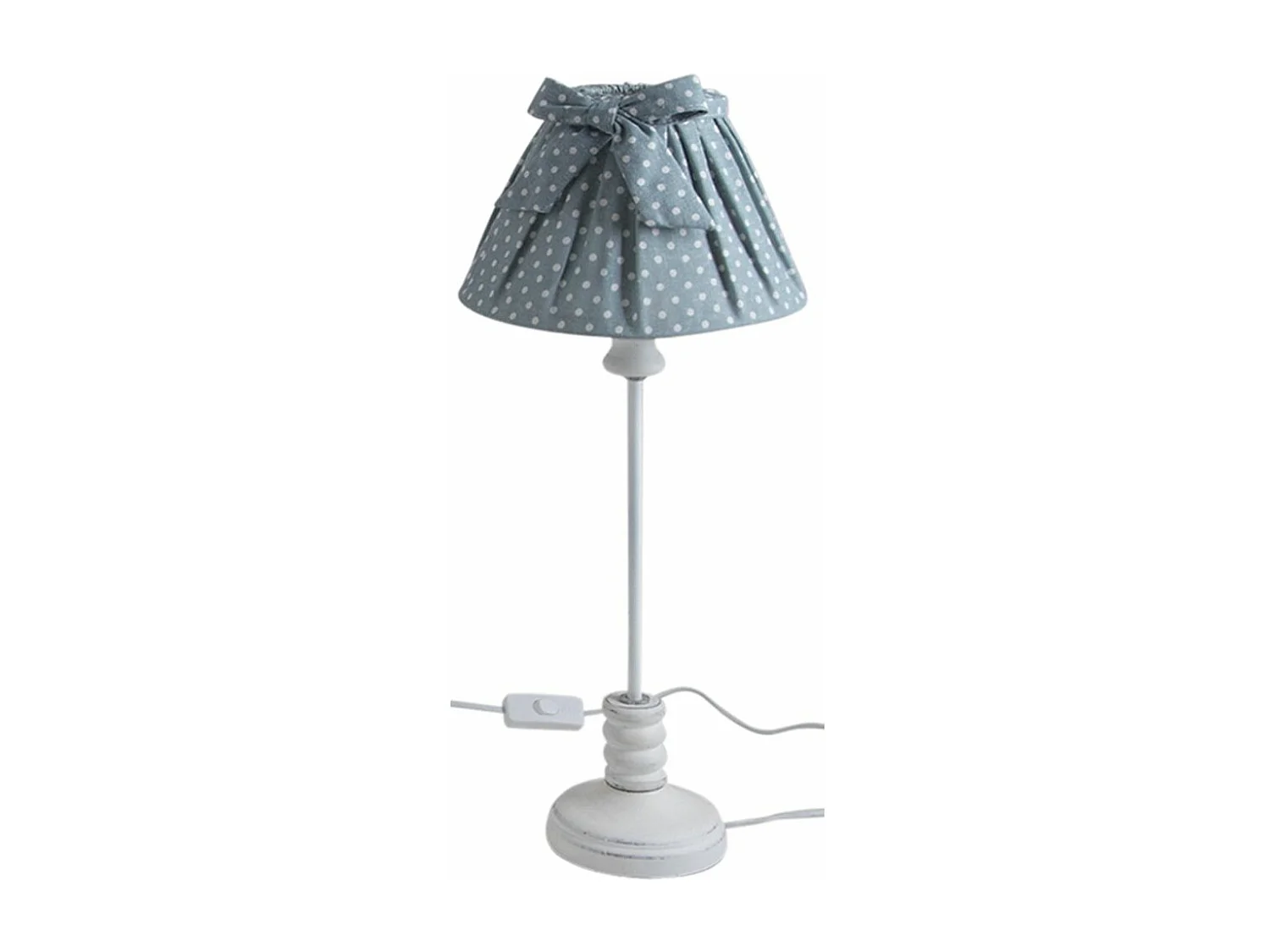 Lampe en bois et coton à pois