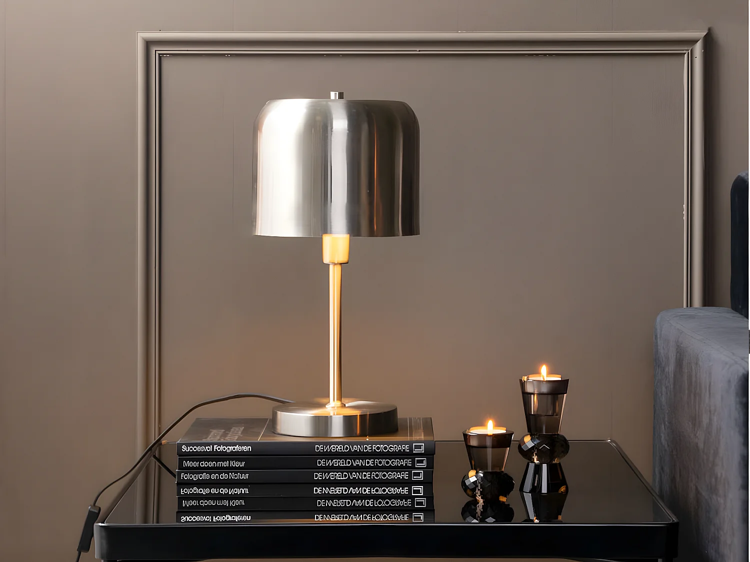 Lampe de table Capa - Acier brossé - Ø 21 x 40 cm - LEITMOTIV