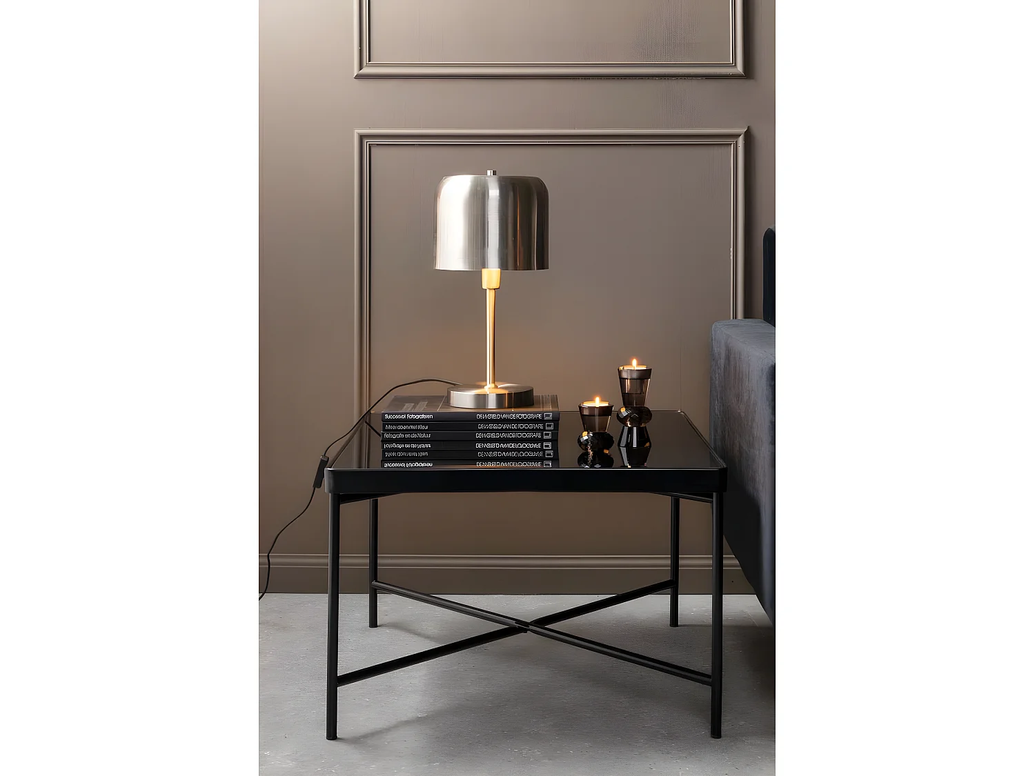 Lampe de table Capa - Acier brossé - Ø 21 x 40 cm - LEITMOTIV