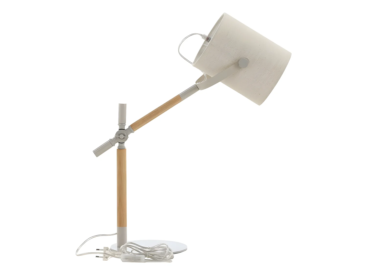 Dennis verlichting tafellamp 50,5x23x66cm stof, staal beige, wit, hout.