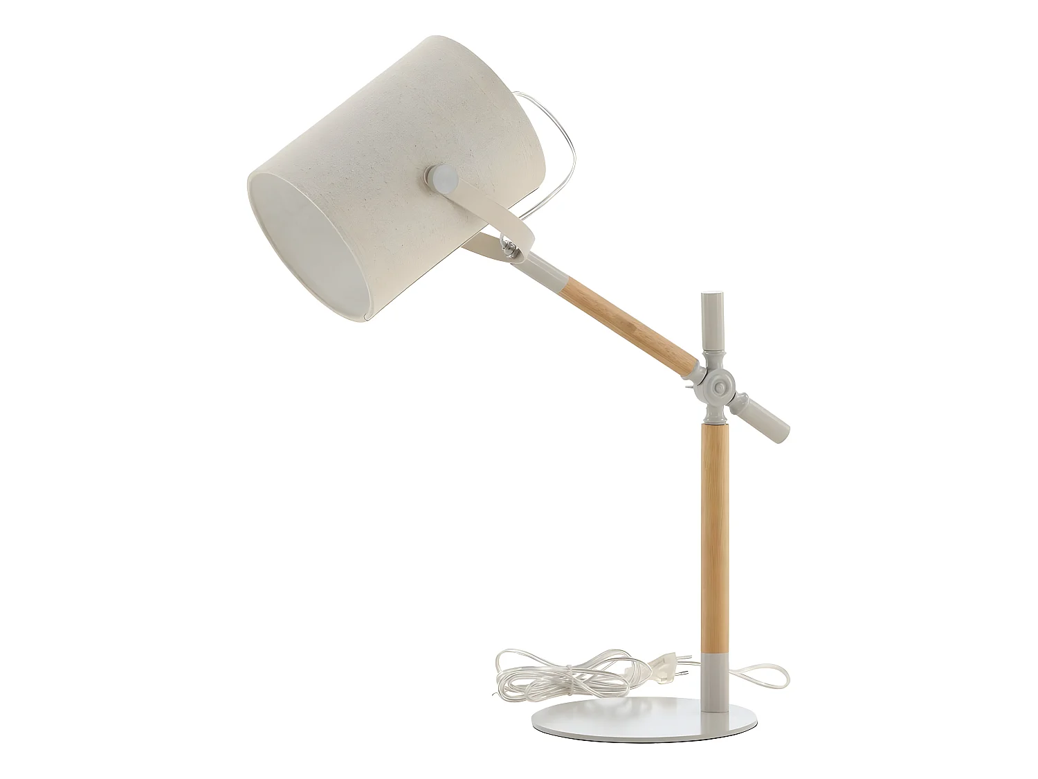 Dennis verlichting tafellamp 50,5x23x66cm stof, staal beige, wit, hout.