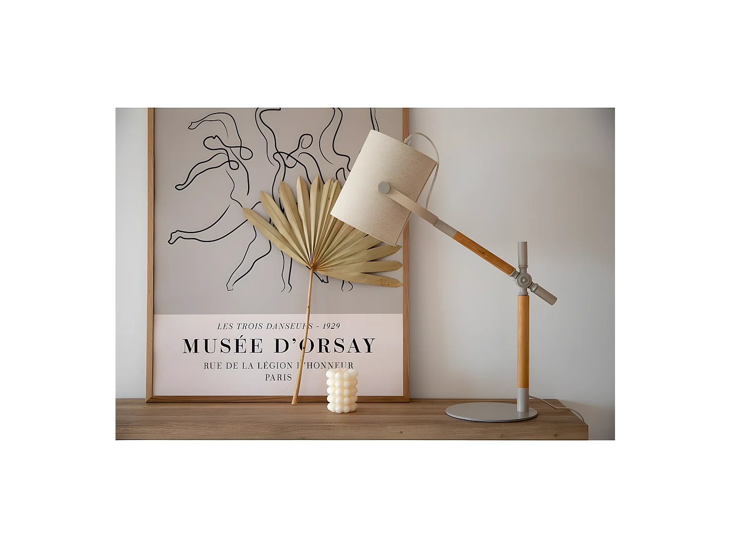 Lampe de Bureau Design "Dennis" 66cm Beige & Gris