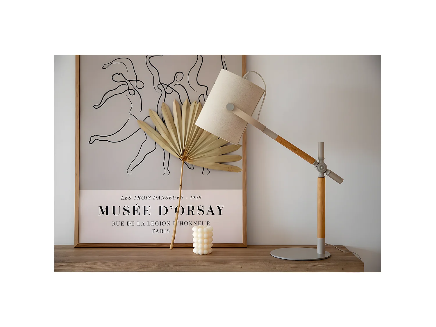 Tischlampe aus Holz und Stahl Dennis