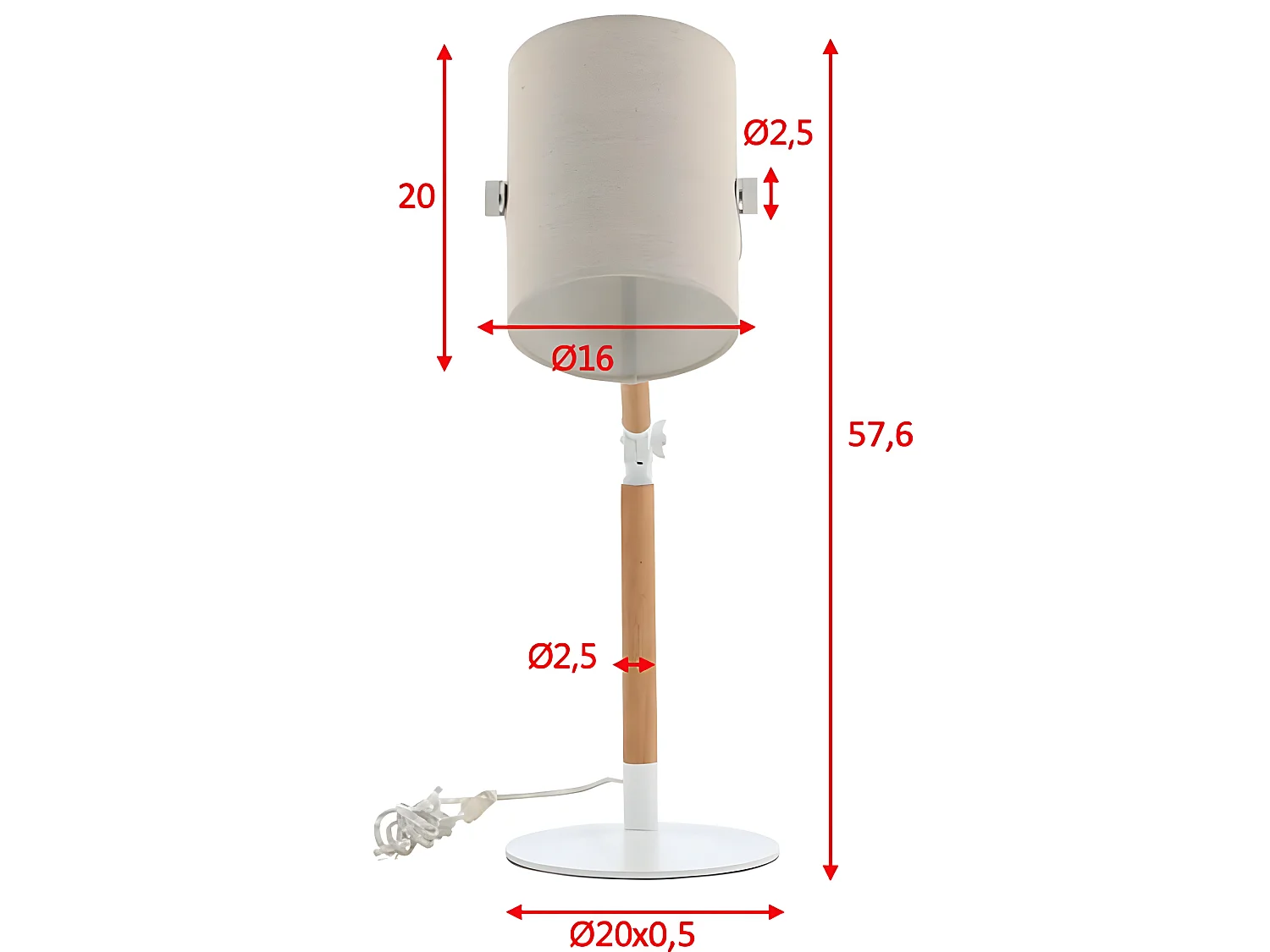 Tischlampe aus Holz und Stahl Dennis