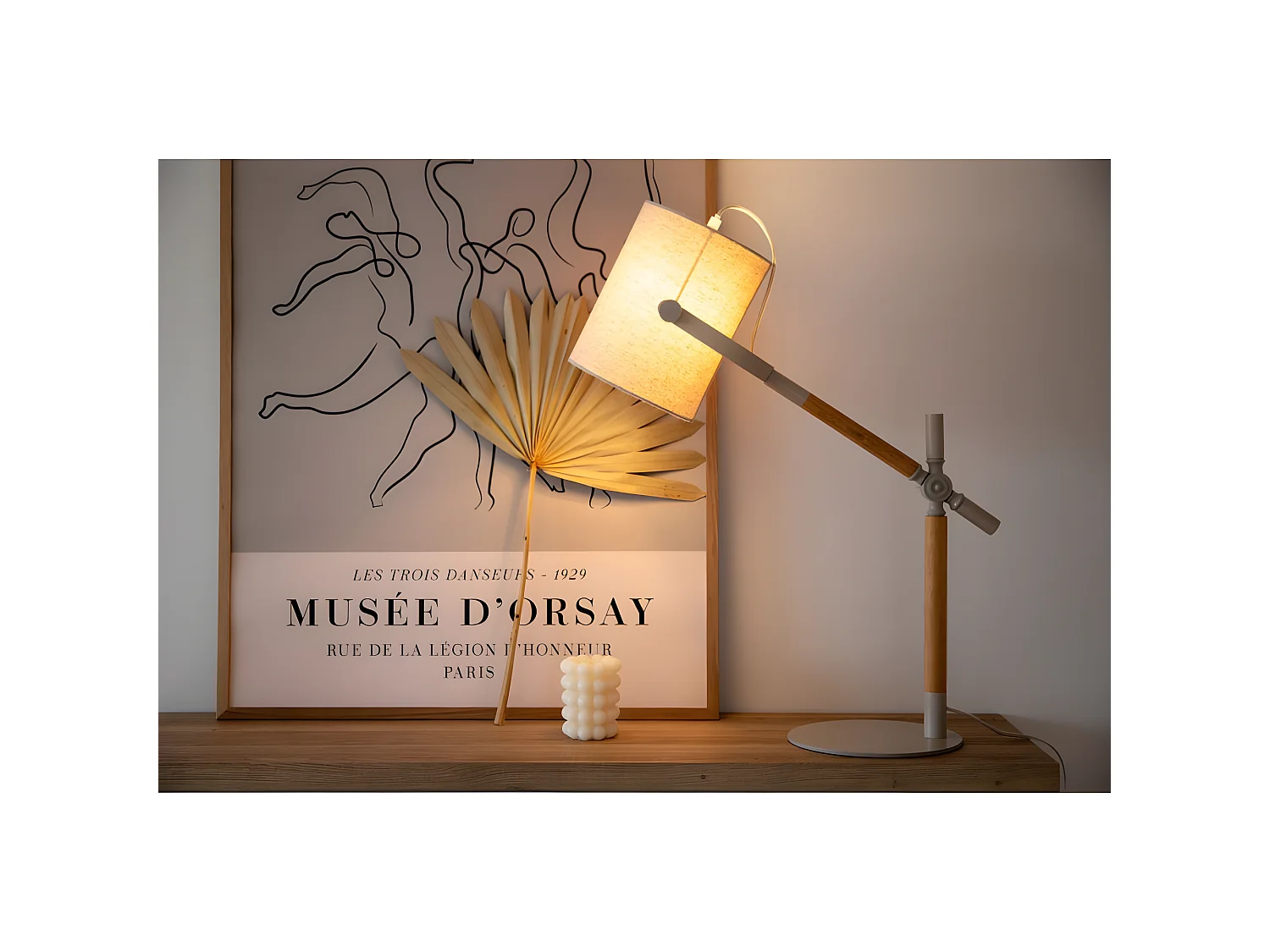 Tischlampe aus Holz und Stahl Dennis