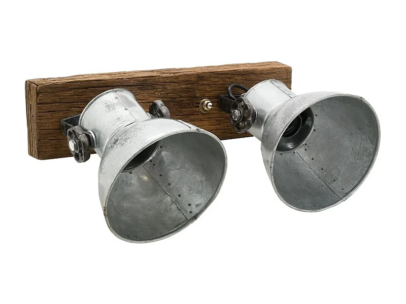 Applique en bois recyclé et métal 2 lampes