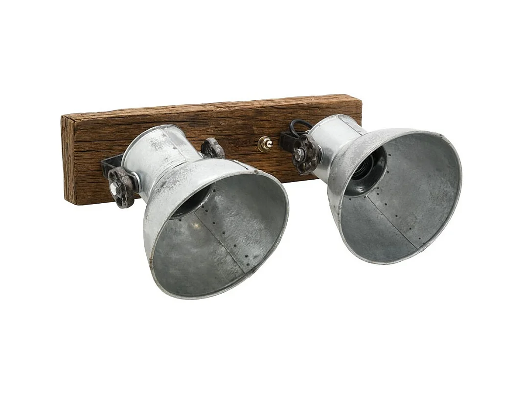 Applique en bois recyclé et métal 2 lampes