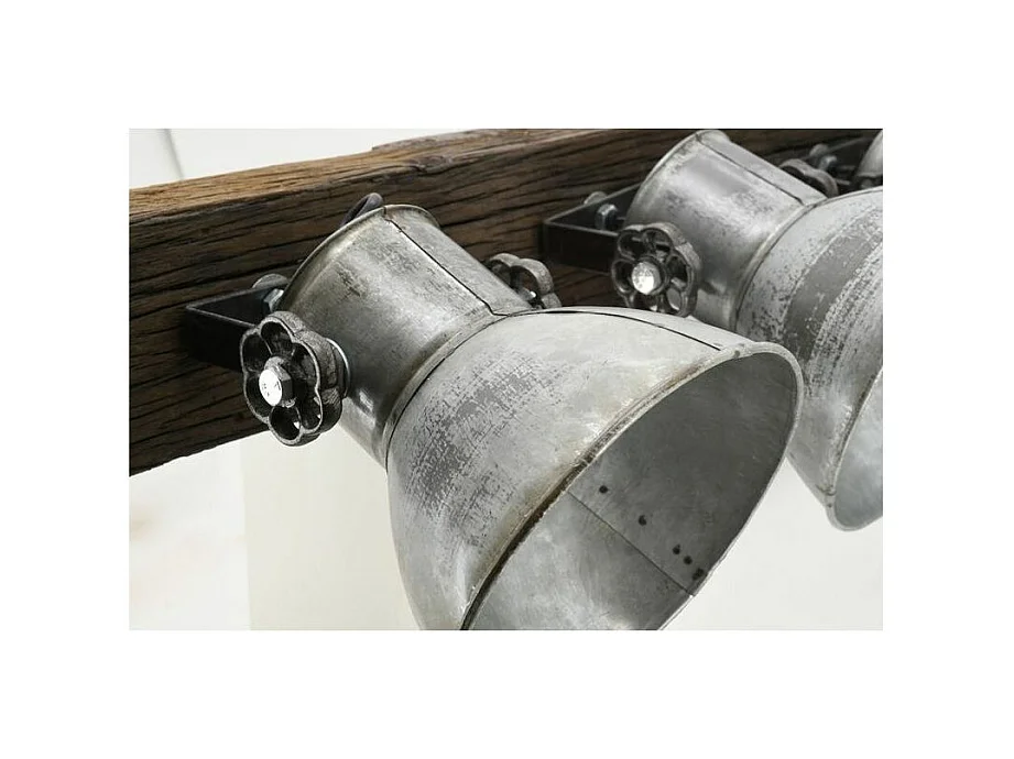 Applique en bois recyclé et métal 2 lampes