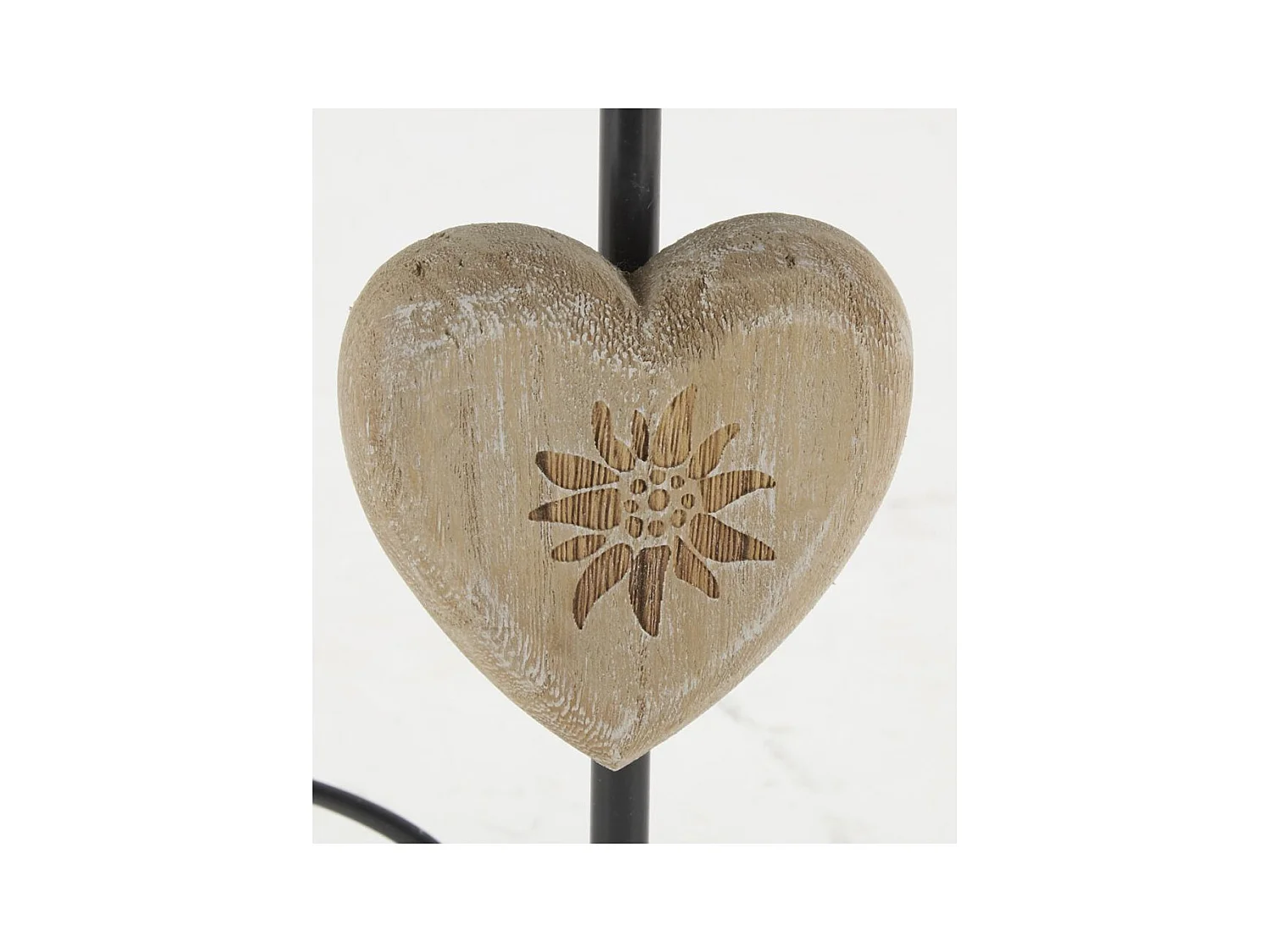 Lampe à poser en métal et bois Coeur