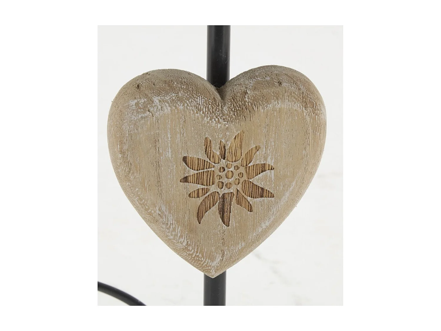 Lampe à poser en métal et bois Coeur