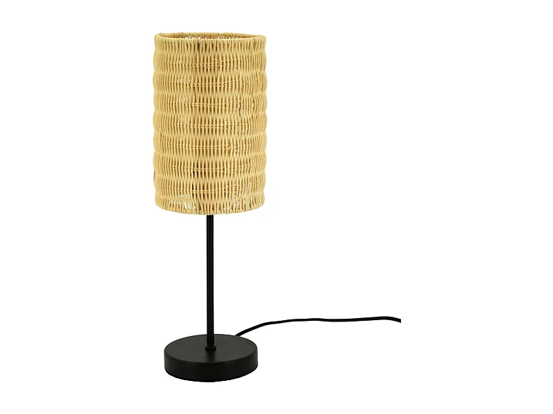 Stehlampe aus ungefärbtem Rattanattan und Metall