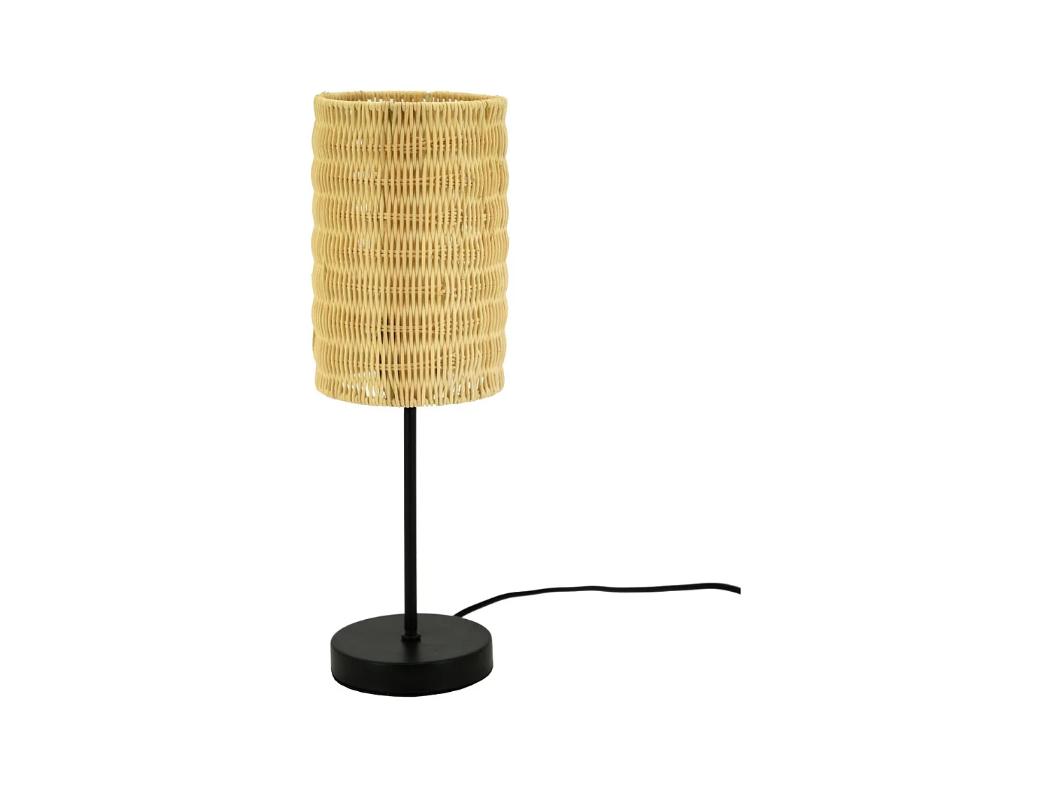 Stehlampe aus ungefärbtem Rattanattan und Metall