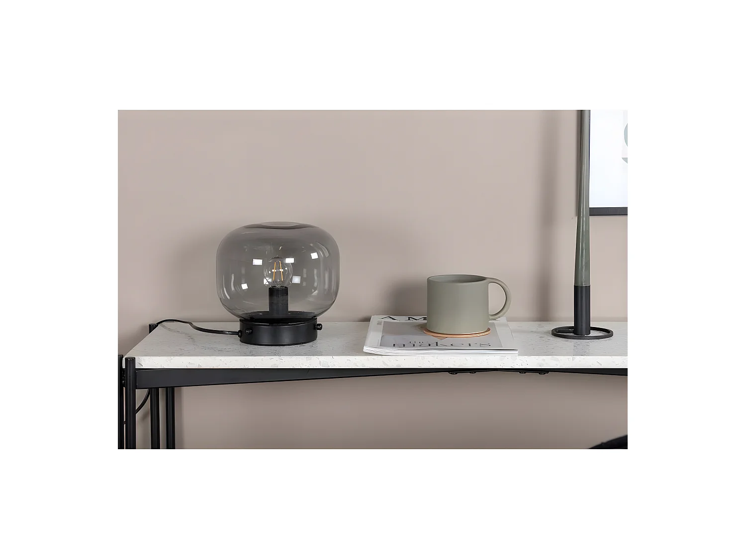 Lampe à Poser en Verre "Bollonelie" 19cm Noir