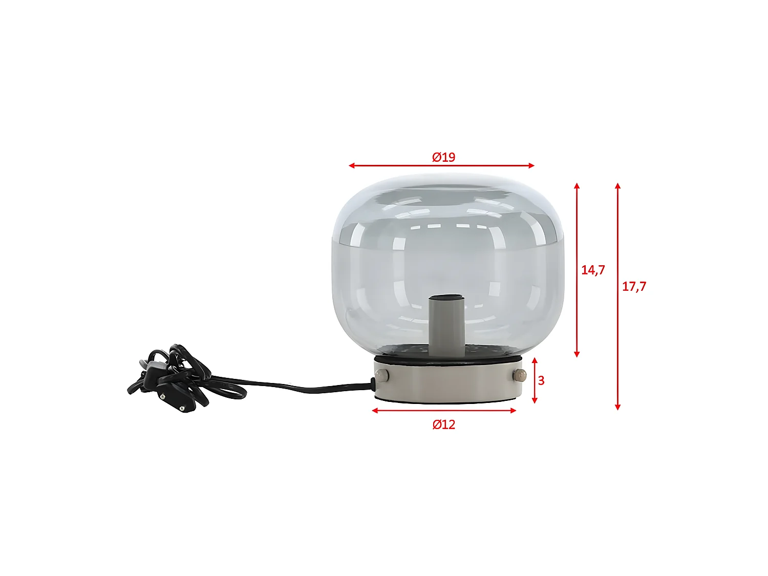 Lampe à Poser en Verre "Bollonelie" 19cm Noir