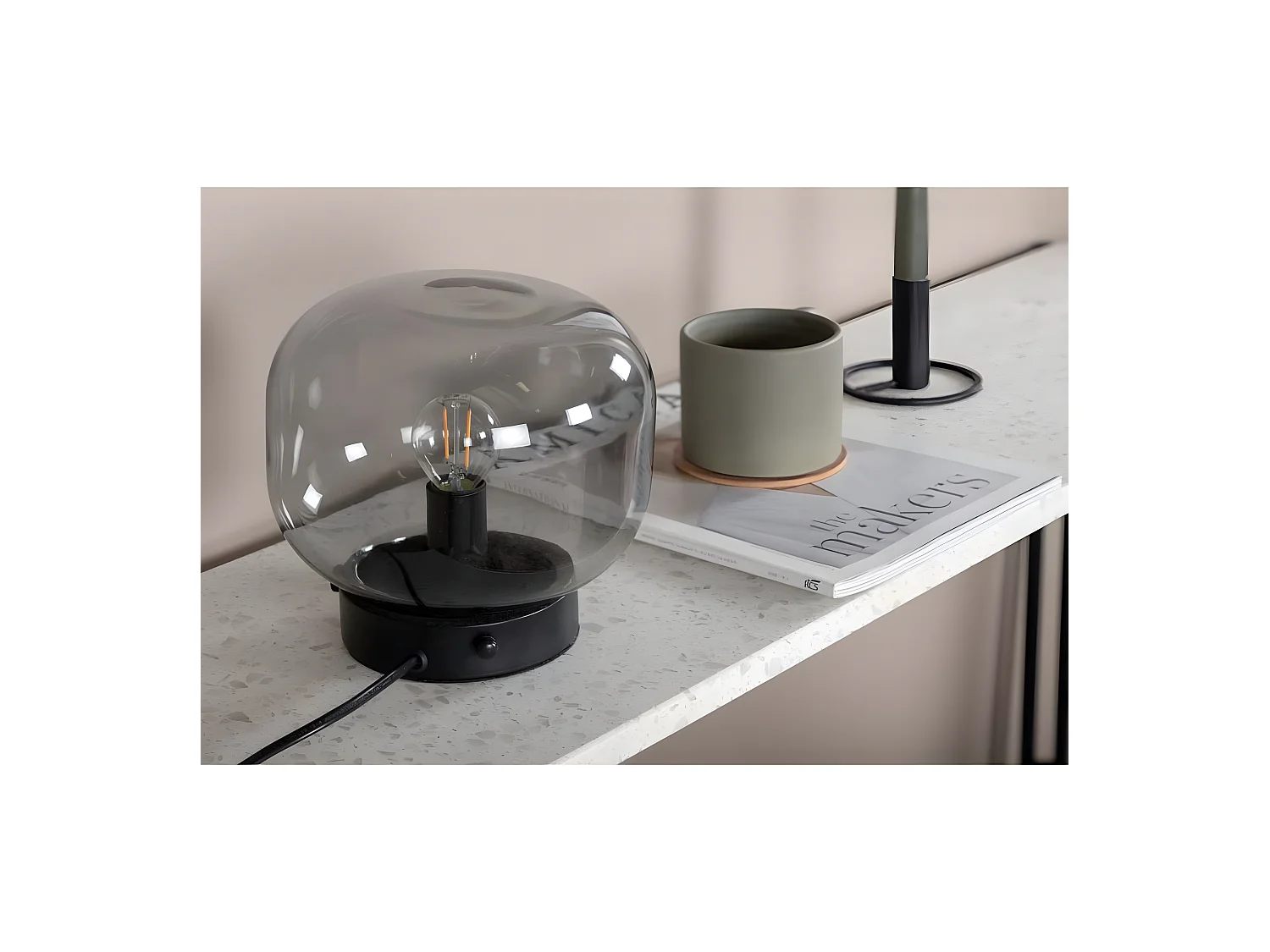 Lampe à Poser en Verre "Bollonelie" 19cm Noir