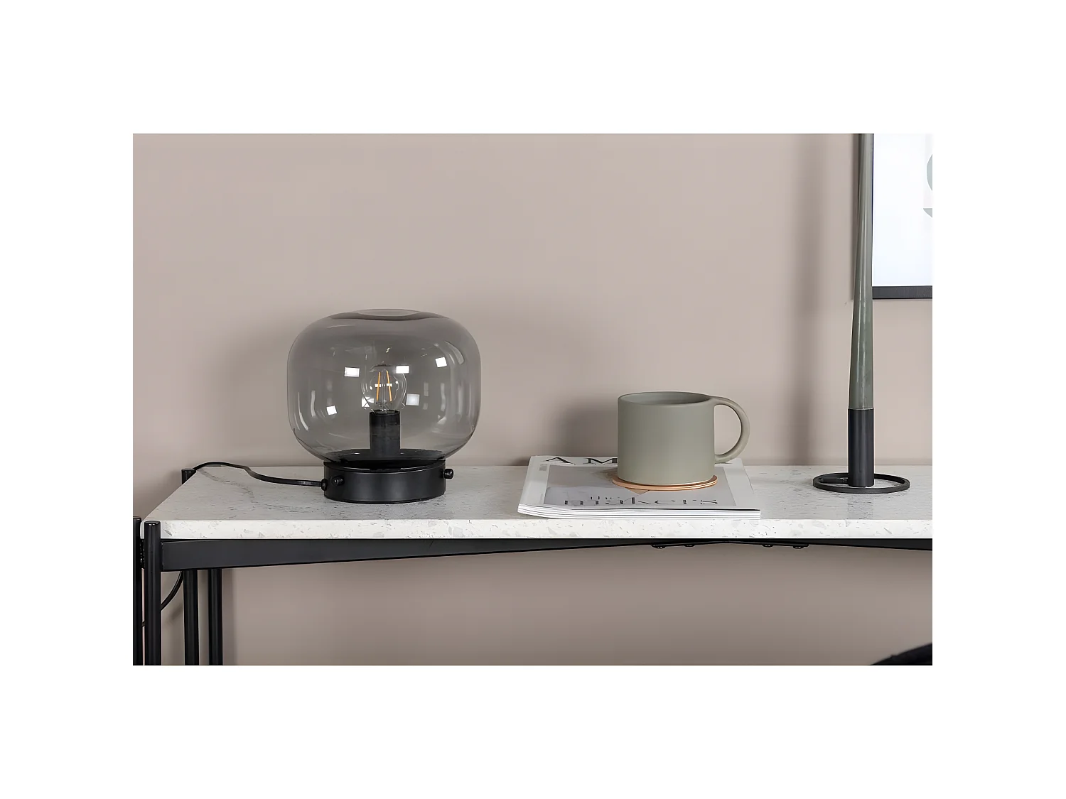 Lampe à Poser en Verre "Bollonelie" 19cm Noir