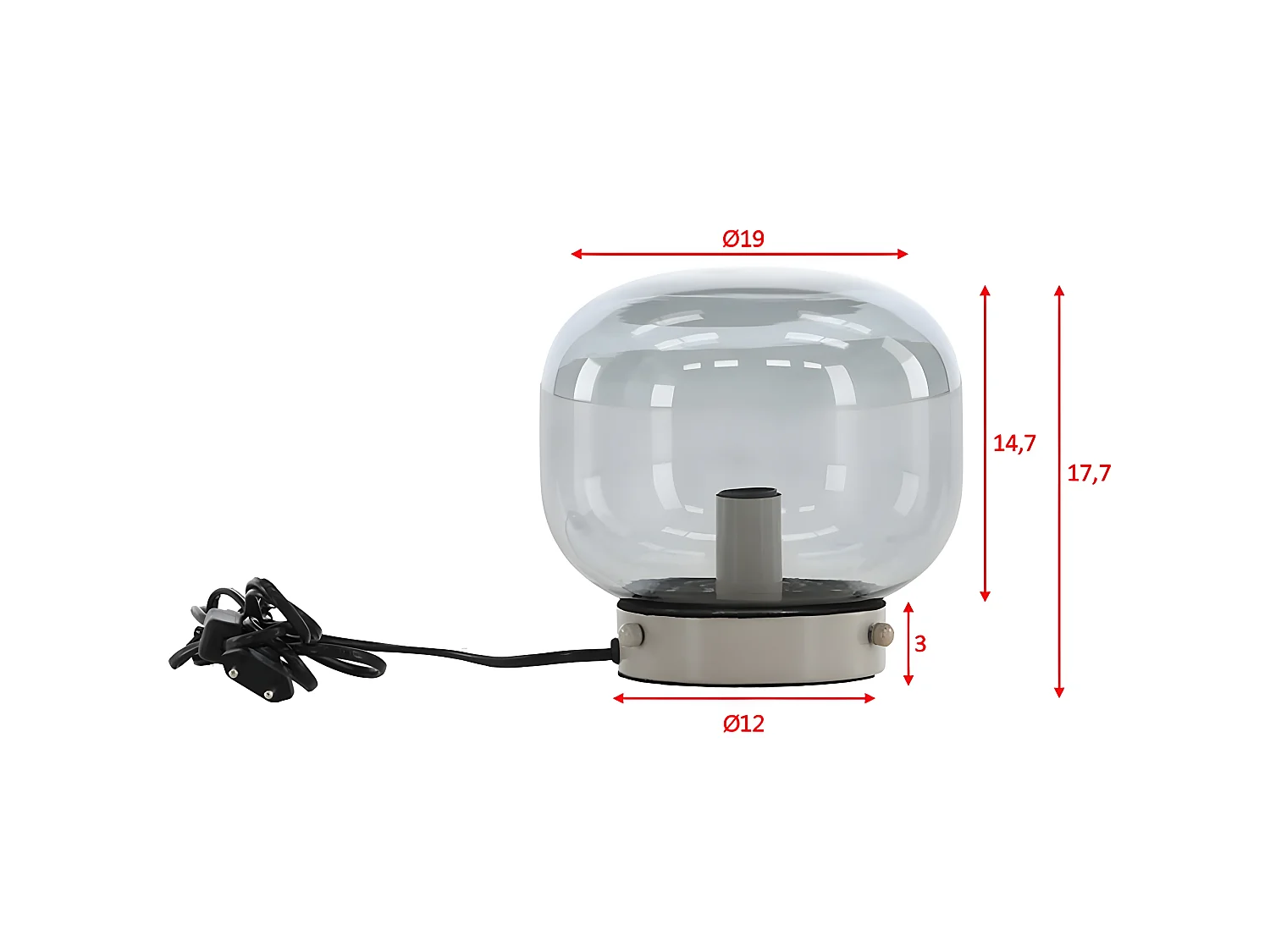 Lampe à Poser en Verre "Bollonelie" 19cm Noir