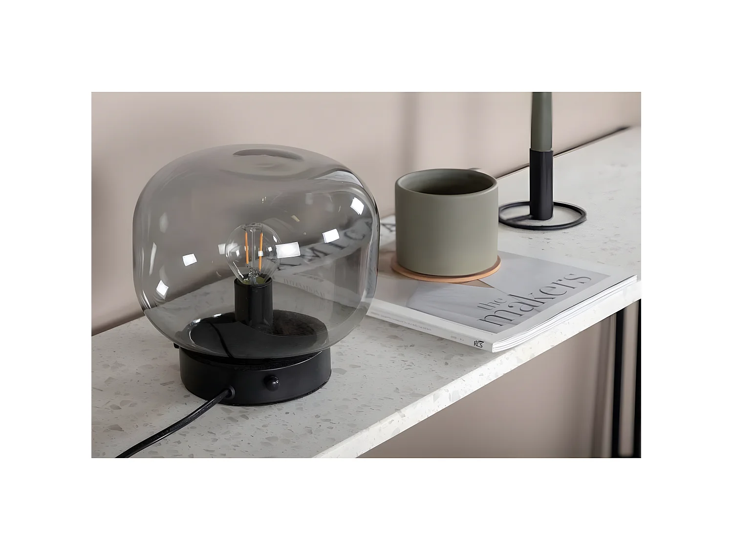 Lampe à Poser en Verre "Bollonelie" 19cm Noir