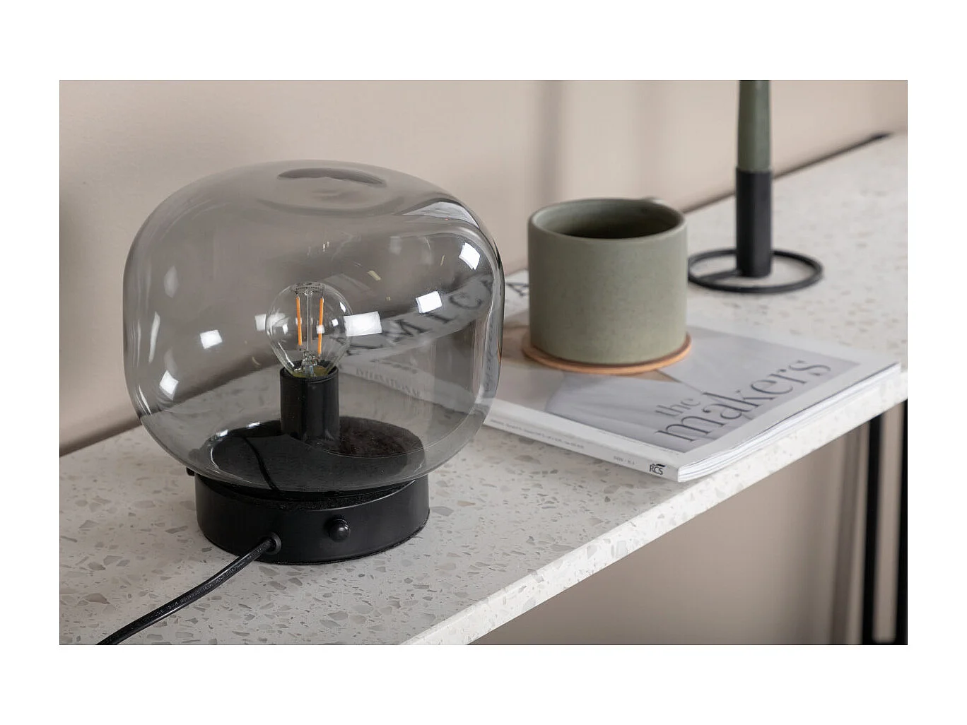 Lampe à Poer en Verre "Bollonelie" 19cm Noir