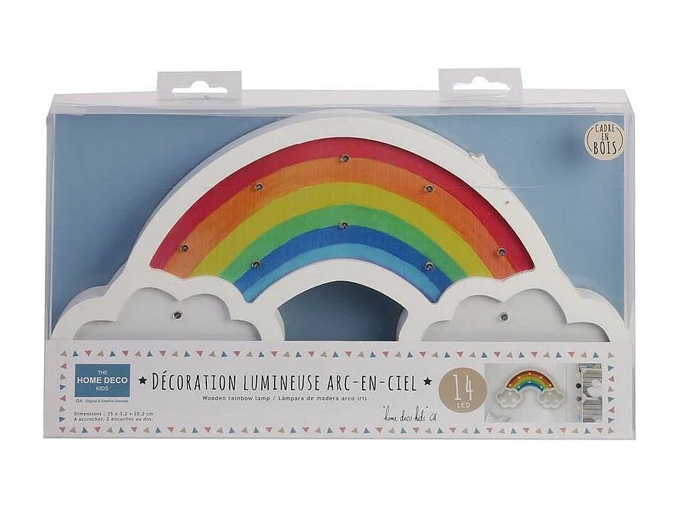 Leuchtender Regenbogen aus Holz 35 cm