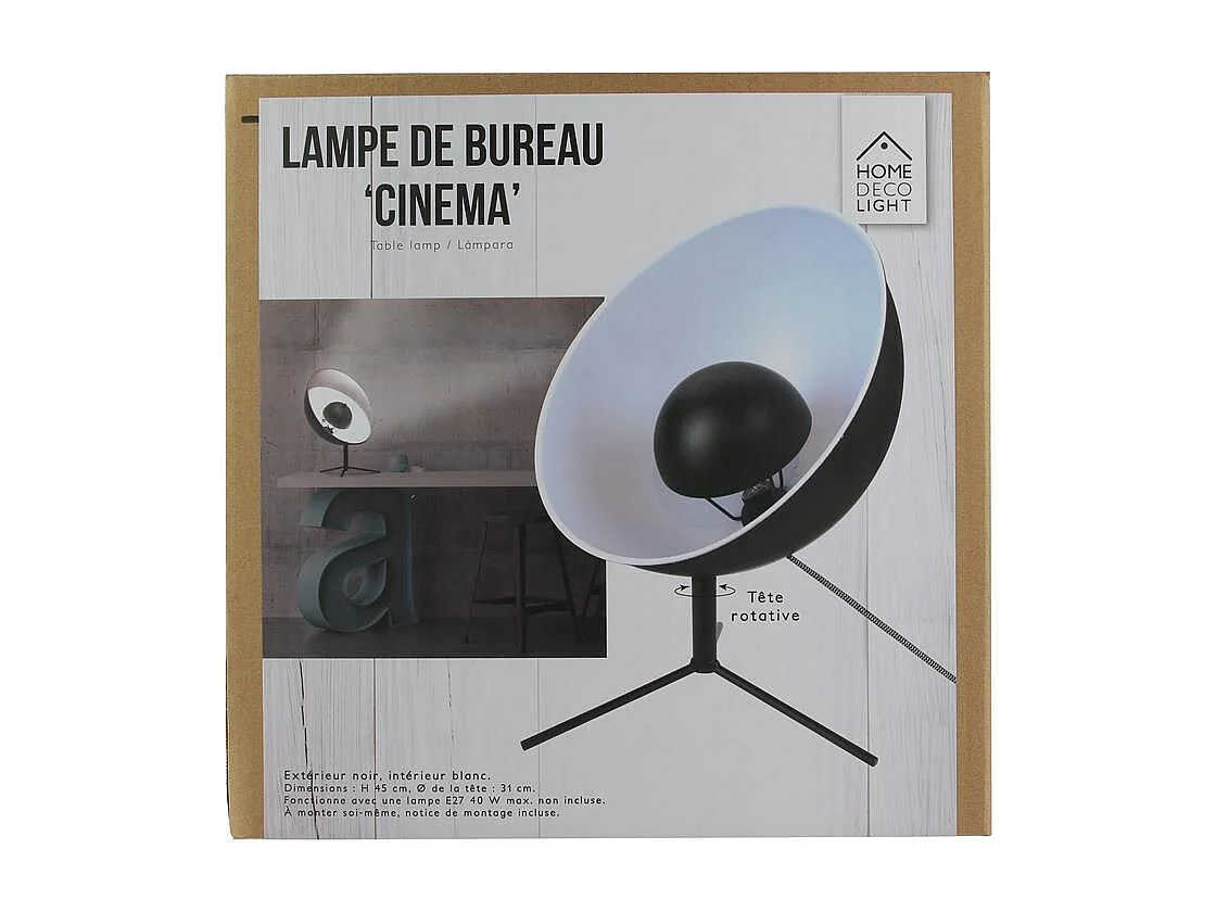 Lampe à Poser Design "Cinéma" 45cm Noir