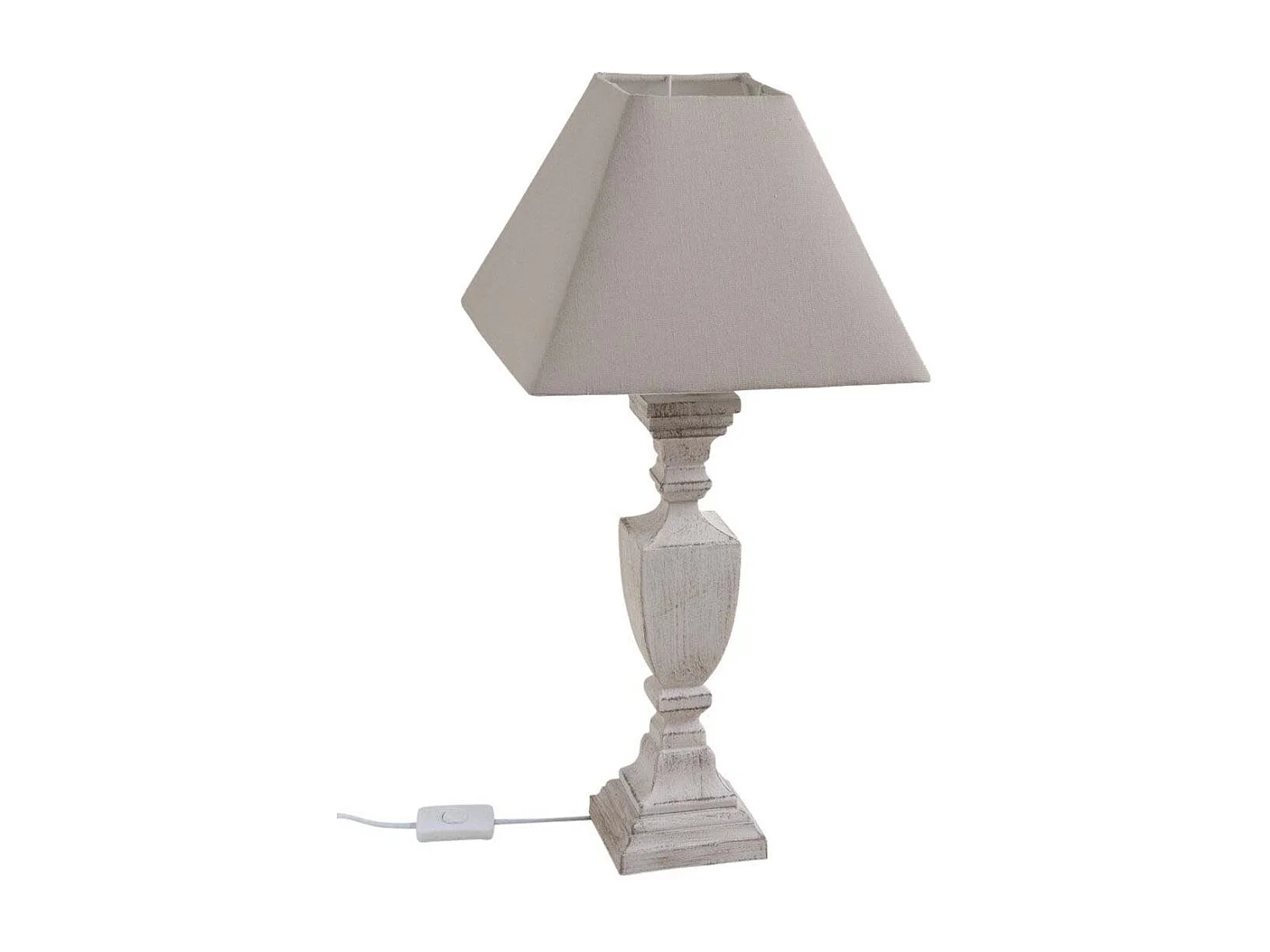 Stehlampe aus Holz und Baumwolle