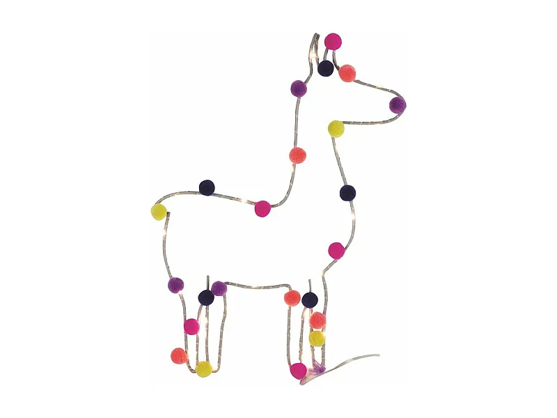 Lama avec pompons lumineux 33 cm