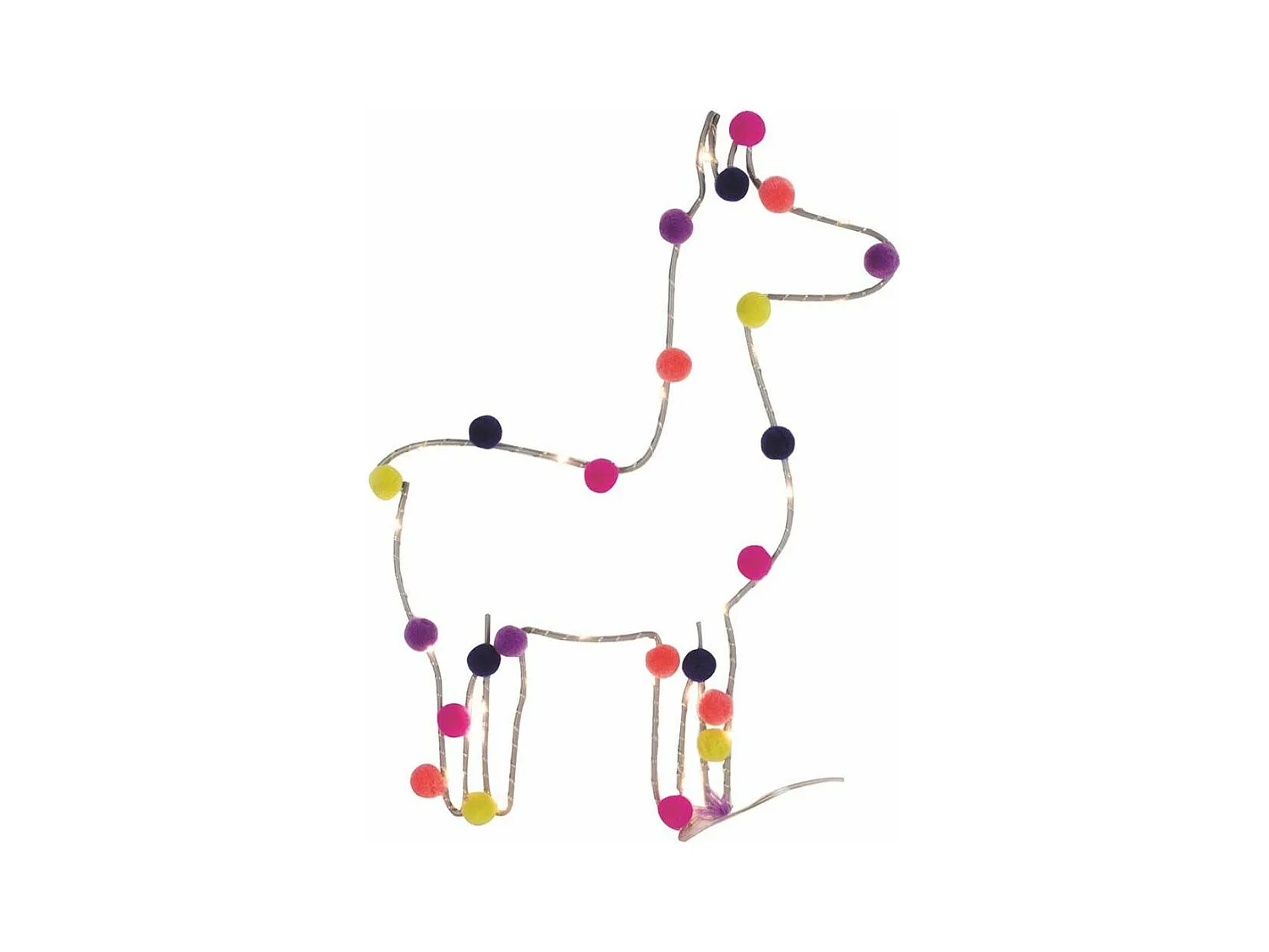 Lama avec pompons lumineux 33 cm