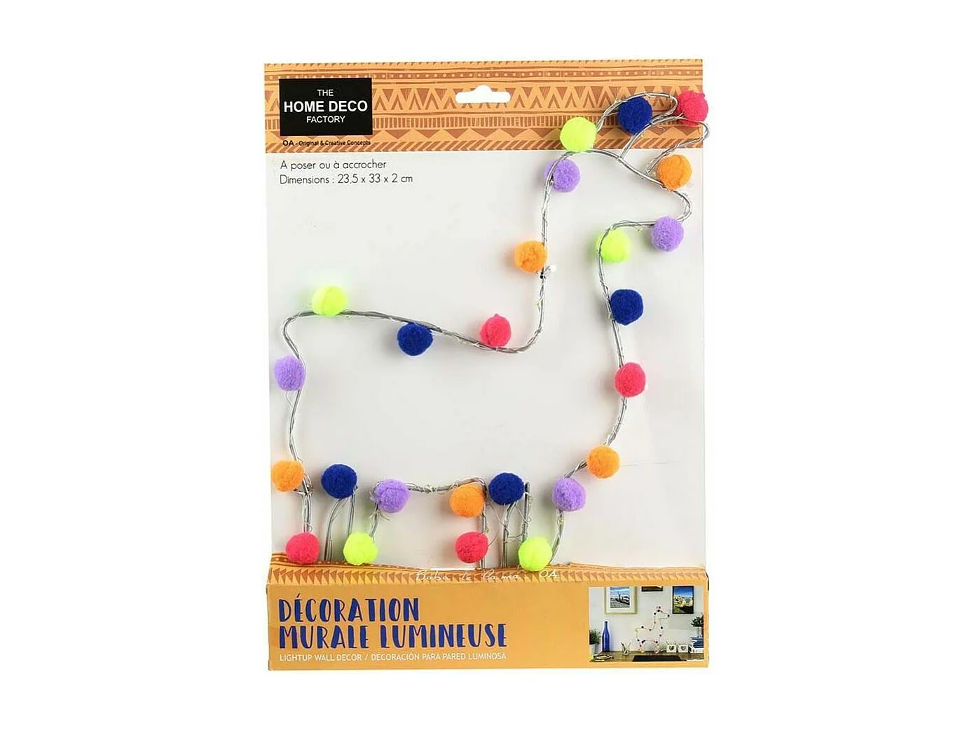 Lama con pompons illuminati 33 cm