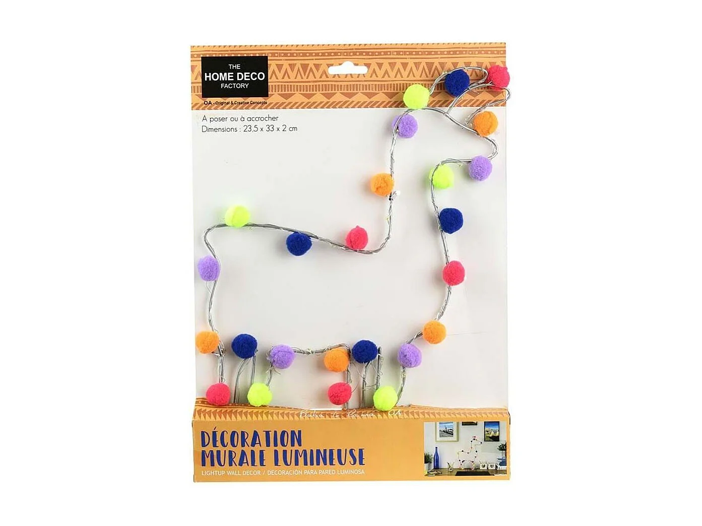 Lama avec pompons lumineux 33 cm