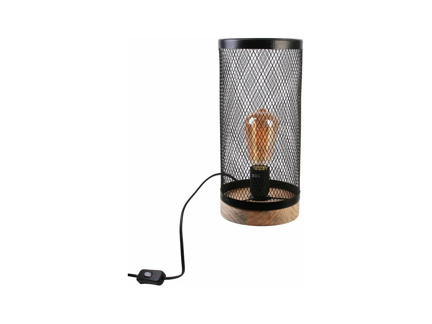 Lampe à Poser Cylindrique "Grille" 33cm Noir
