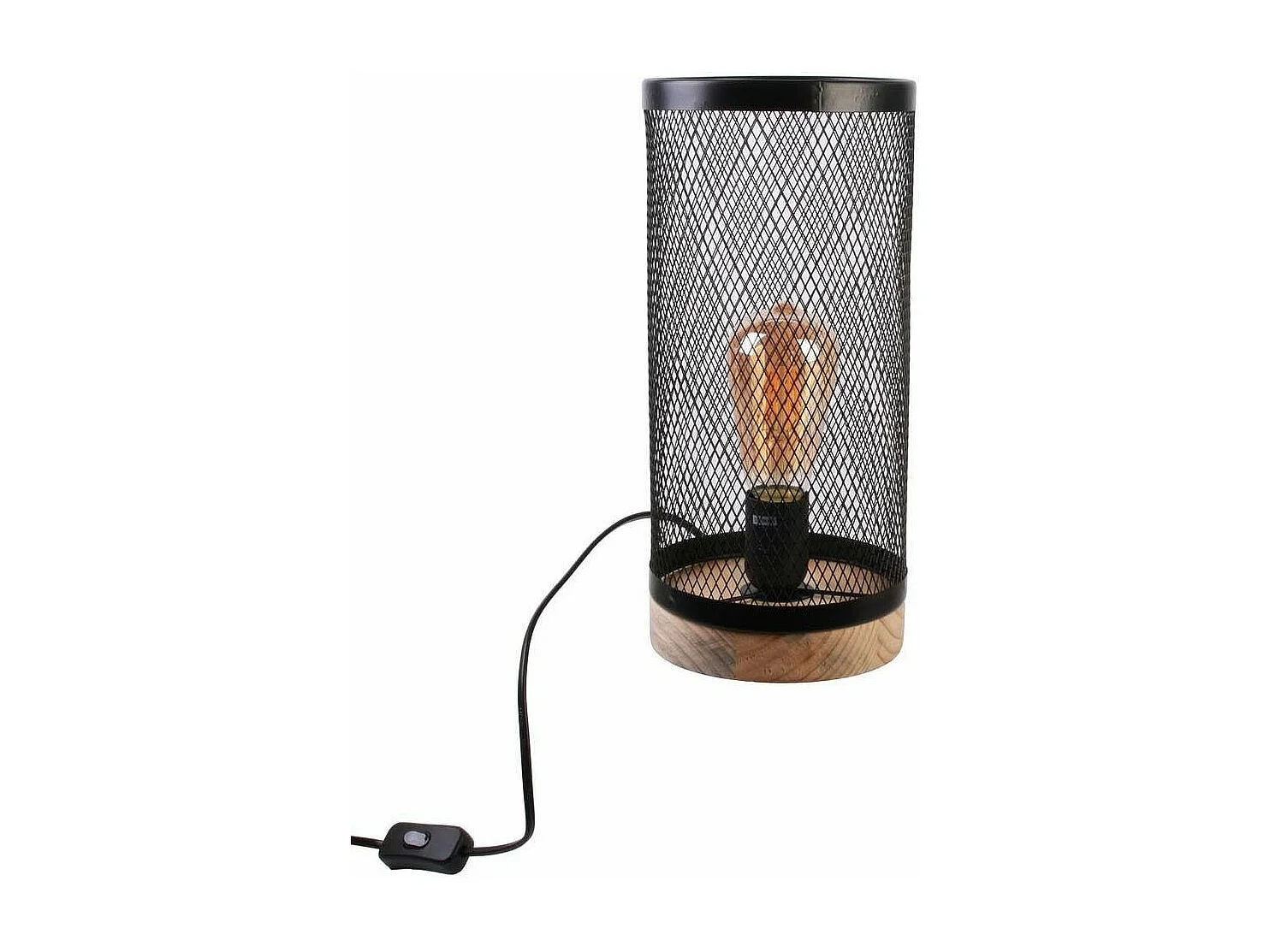 Lampe à Poser Cylindrique "Grille" 33cm Noir