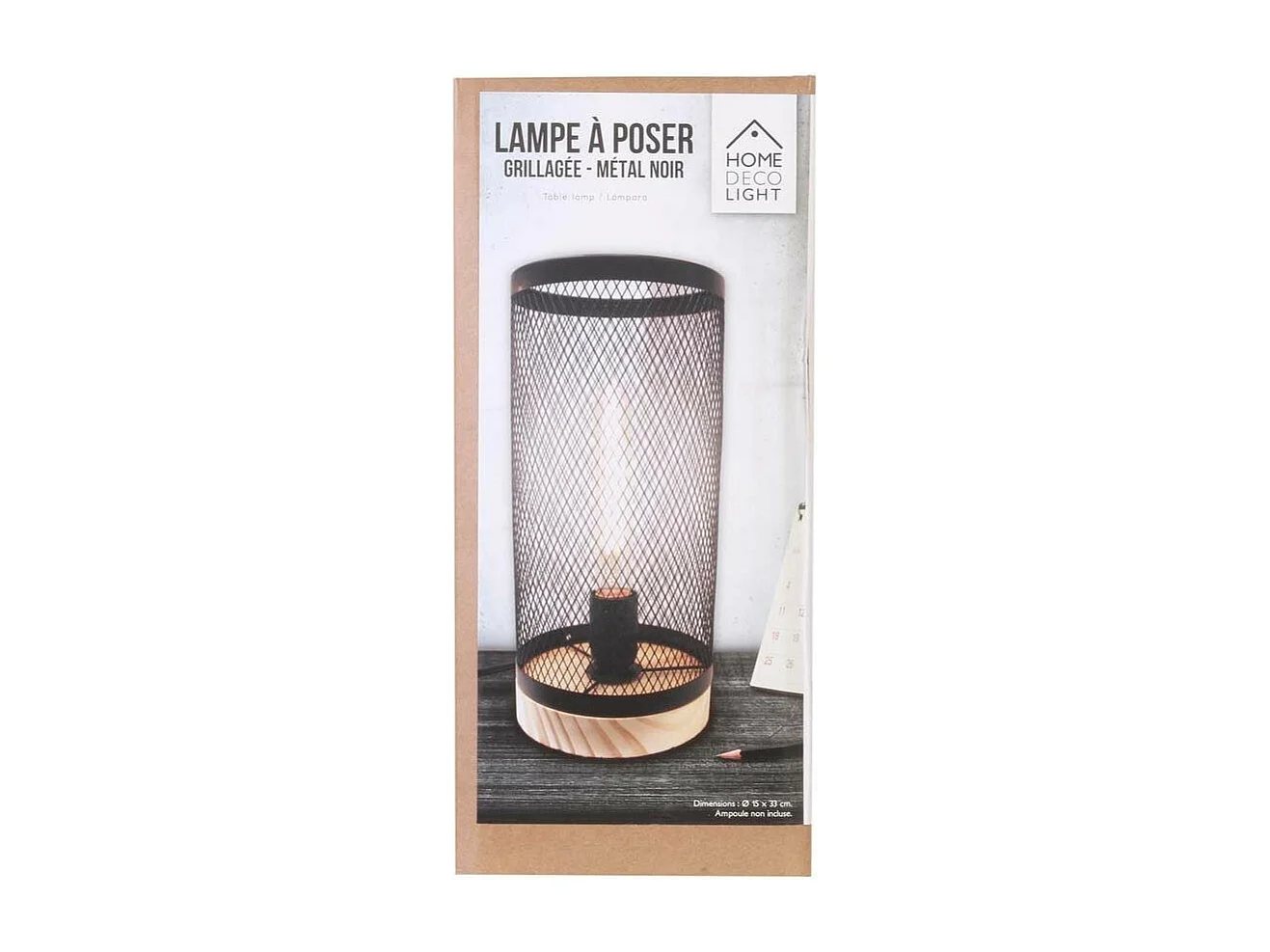 Lampe à Poser Cylindrique "Grille" 33cm Noir