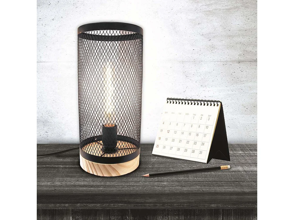 Lampe à Poser Cylindrique "Grille" 33cm Noir