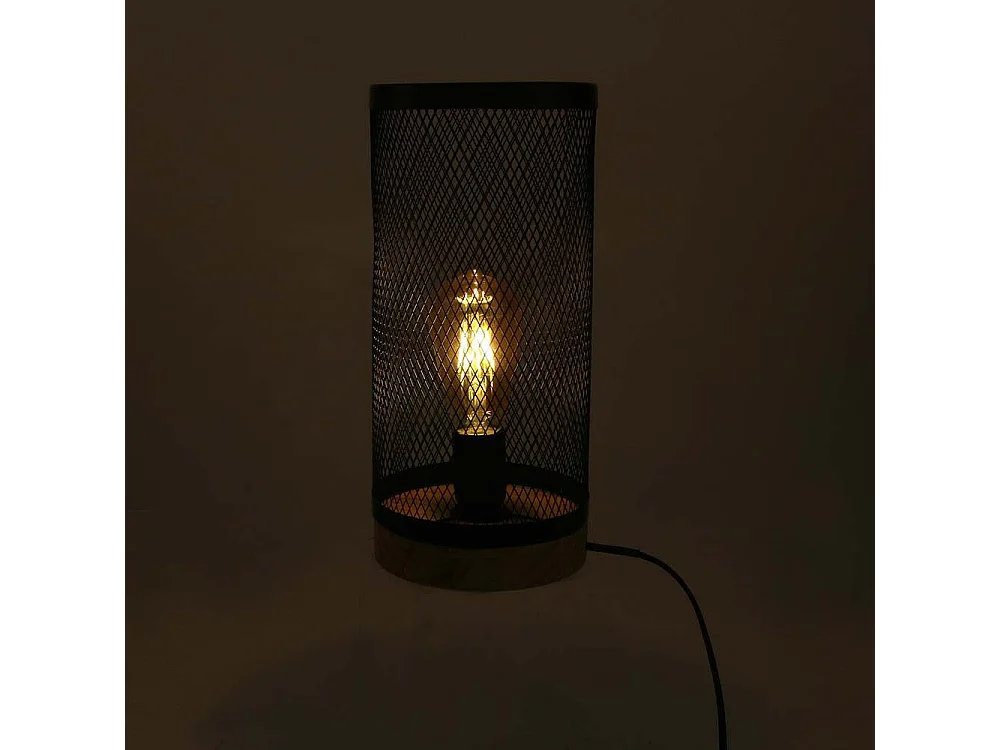 Lampe à Poser Cylindrique "Grille" 33cm Noir