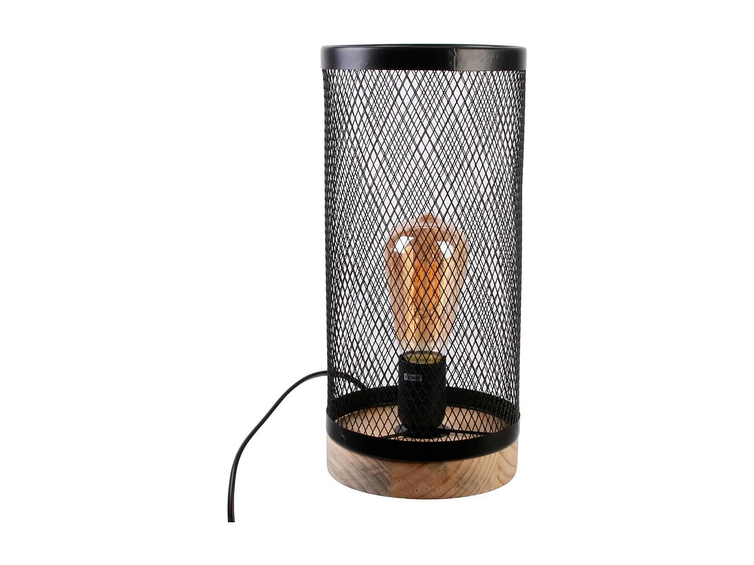 Lampe à Poser Cylindrique "Grille" 33cm Noir